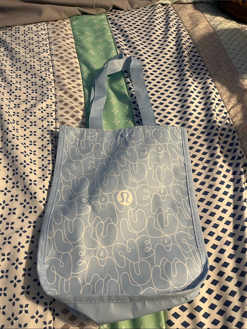 lululemon athletica Light Blue Patterned Tote Bag